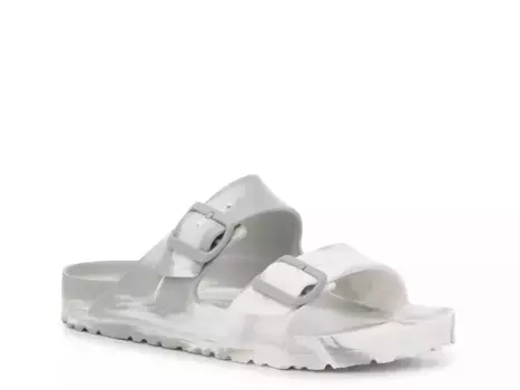 Сандалии-слайды Birkenstock Arizona Essentials — женские, белые/серые с принтом тай-дай