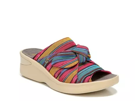 Сандалии Smile на танкетке BZees, синий/розовый/горчично-жёлтый полосы