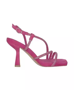Сандалии со стразами на ремешках и каблуке Alma En Pena, розовый