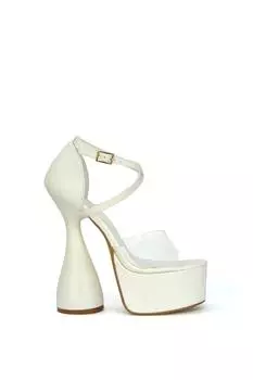 Сандалии Sonia на высоком каблуке-платформе со скульптурными ремешками из плексигласа 'Sonia' XY London, белый