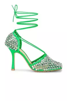 Сандалии Sparkle Stretch на шнуровке Bottega Veneta, цвет Parakeet