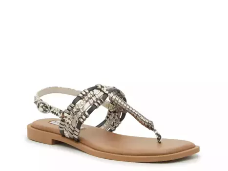 Сандалии Steve Madden Burrke, черный/серебристый/белый с принтом под змею