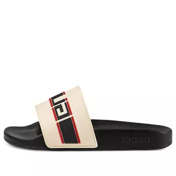 Сандалии stripe rubber slide 'ecru' Gucci, черный