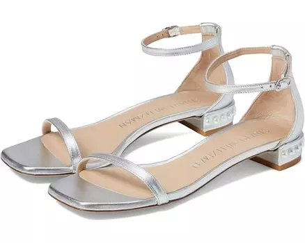 Сандалии Stuart Weitzman Nudistcurve Pearl Flat, серебряный