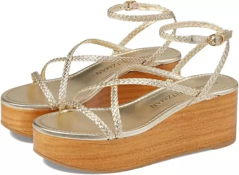 Сандалии Stuart Weitzman Wovette Wedge, цвет Light Gold/Sand