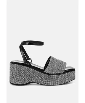 Сандалии Swifties с кружевными вставками и отделкой стразами на шнуровке London Rag, черный