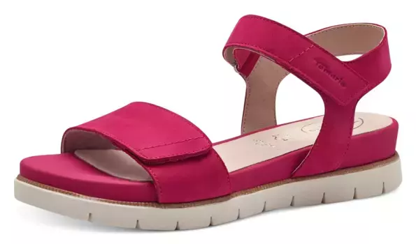 Сандалии Tamaris COMFORT, летние туфли, босоножки, каблук-платформа, с двумя застежками-липучками, фуксия