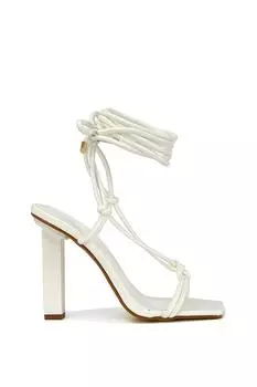 Сандалии Tanner с ремешками и квадратным носком на высоком блочном каблуке с кружевной завязкой и завязками XY London, белый