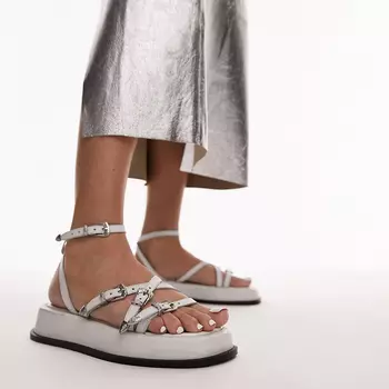 Сандалии Topshop Kayla Leather Strappy, белый
