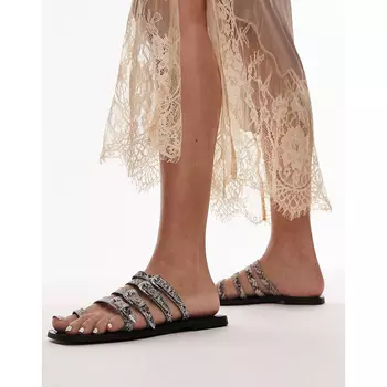 Сандалии Topshop Keira Leather Western Buckle, коричневый