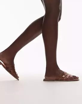 Сандалии Topshop Kris jelly flat в коричневом цвете