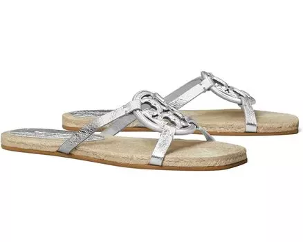 Сандалии Tory Burch Bombe Miller Espadrille, серебряный