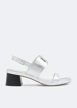 Сандалии TORY BURCH Eleanor heel sandals, серебряный