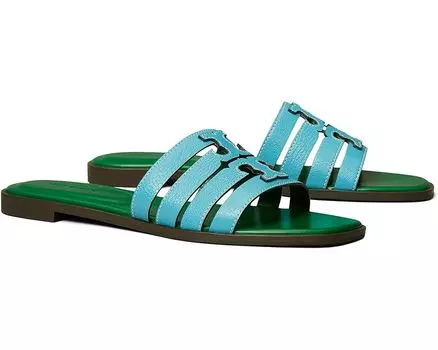 Сандалии Tory Burch Ines Cage Slides, цвет Sky Light/Spring Forest