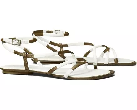 Сандалии Tory Burch Split Mignon Strappy Flat Sandal, цвет Gardenia/Toasted Sesame