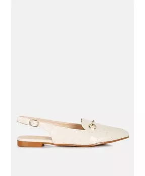 Сандалии Trempe на плоской подошве с пяткой под крокодила London Rag, бежевый