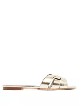 Сандалии tribute nu pieds из кожи металлизированного цвета Saint Laurent, золото