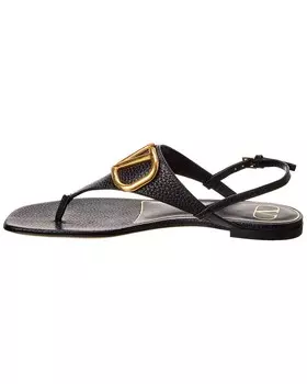 Сандалии Valentino VLogo из зернистой кожи, черный