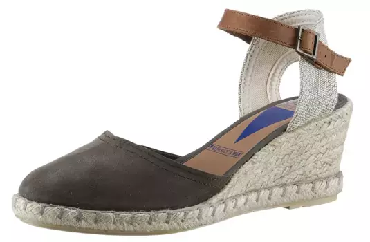 Сандалии VERBENAS, летняя обувь, босоножки, на танкетке, обтянутой рафией, коричневый