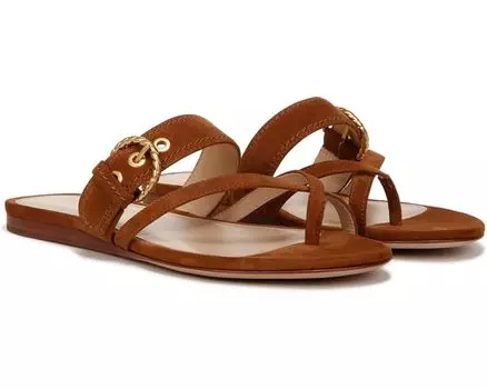 Сандалии Veronica Beard Salva-3 Slides, цвет Caramel Brown Suede