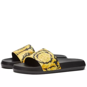 Сандалии Versace Baroque Slides, цвет Black & Anthracite