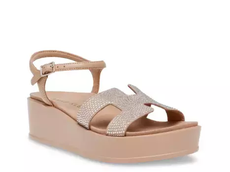 Сандалии Virginia Wedge Sandal Anne Klein, цвет tan_rhinestone