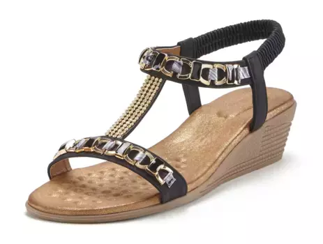 Сандалии Vivance, босоножки, летняя обувь на танкетке и эластичных ремешках, черный