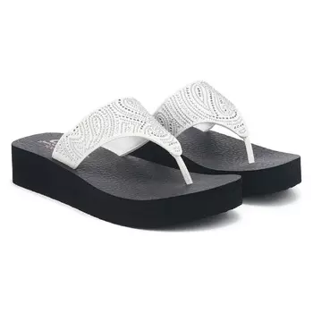 Сандалии-вьетнамки с узором "пейсли волна" Skechers, white rhinestone