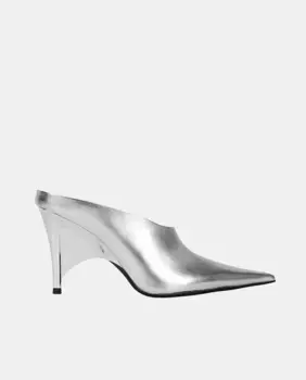 Сандалии в стиле мюли с открытой пяткой и каблуком Jeffrey Campbell, серебряный