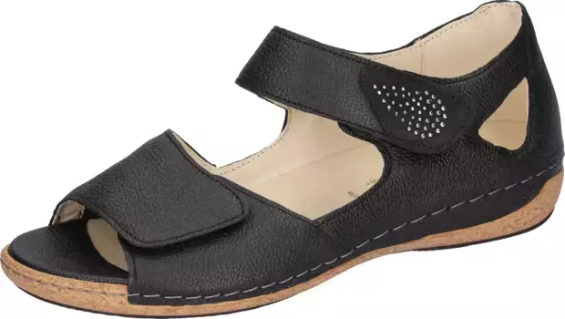 Сандалии Waldlufer "Heliett", летняя обувь, босоножки, танкетка, с орто-ступенью, ширина H, черный