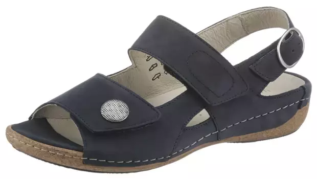 Сандалии Waldlufer с ремешком "HELIETT", летняя обувь, босоножки, танкетка, со съемной стелькой, ширина H, синий