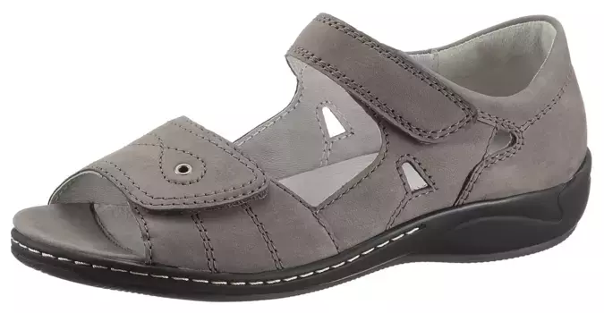 Сандалии Waldlufer с ремешком "HILENA", летняя обувь, босоножки, танкетка, с декоративной простёжкой, ширина H, коричневый