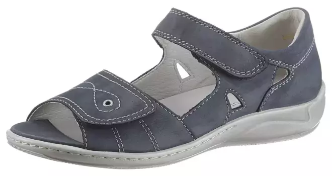 Сандалии Waldlufer с ремешком "HILENA", летняя обувь, босоножки, танкетка, с декоративной простёжкой, ширина H, джинсовый