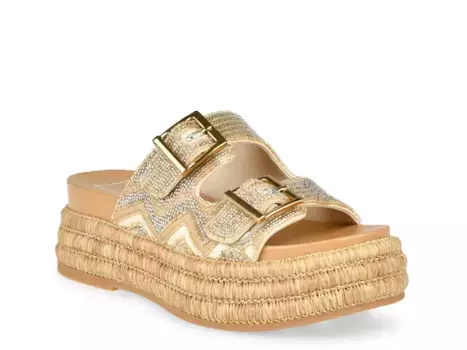 Сандалии Wixie Wedge Dolce Vita, Off White/Beige/Gold Metallic Geometric Print