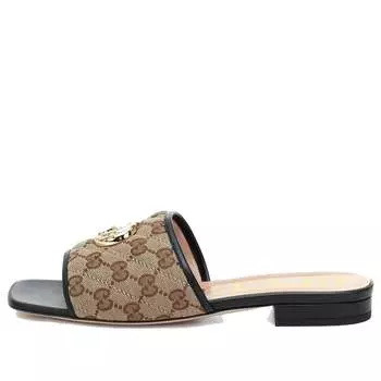 Сандалии (WMNS) Gucci Double g Canvas Slippers Ebony 619893-KQWM0-9765