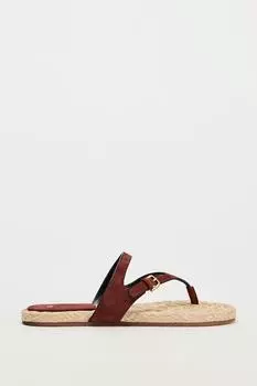 Сандалии Zara Buckled Leather Slider, бордовый