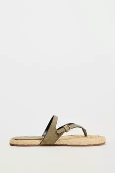 Сандалии Zara Buckled Leather Slider, зеленый
