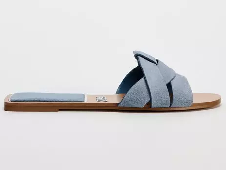 Сандалии Zara Flat Criss-cross Leather Slider, голубой