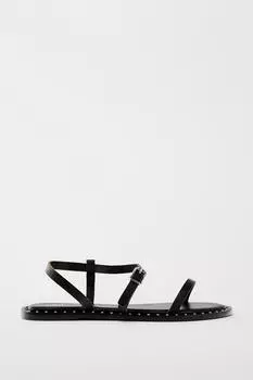 Сандалии Zara Flat Leather Slider, черный