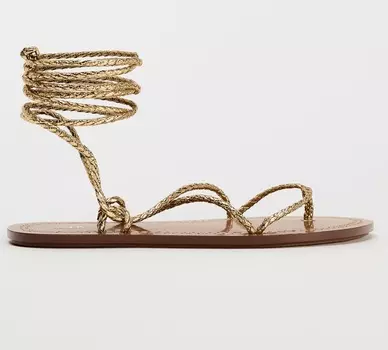 Сандалии Zara Lace-up Flat, золотой