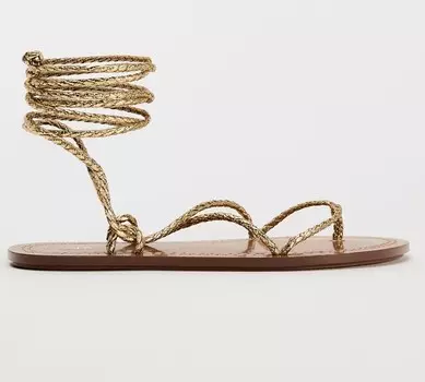 Сандалии Zara Lace-up Flat, золотой