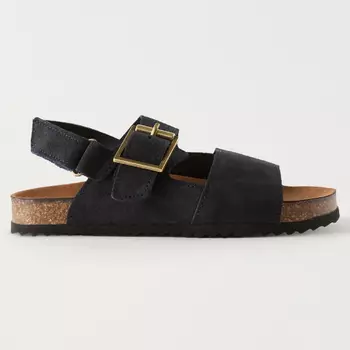 Сандалии Zara Split Suede Leather, черный