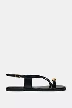 Сандалии Zara Strappy Flat Slider, черный