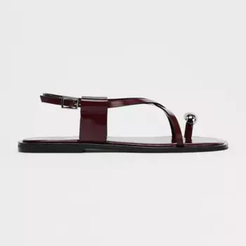 Сандалии Zara Strappy Flat Slider With Metal Embellishment, бордовый