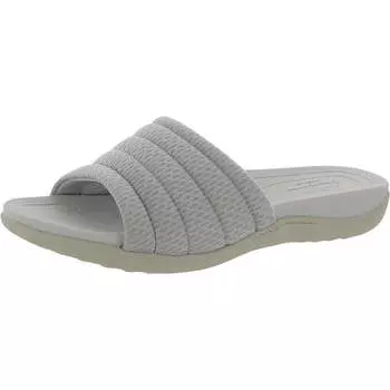 Сандалии женские без шнурков с низкой поролоновой подошвой Slip On Slide Dearfoams, серебряный