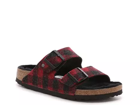 Сандалии женские Birkenstock Arizona из овчины, красно-черный