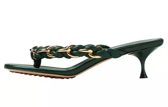 Сандалии женские Bottega Veneta, зеленый / золотой
