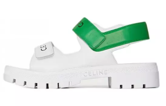 Сандалии женские Celine Leo Slide, белый / зеленый