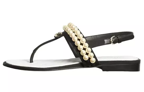 Сандалии женские Chanel, черный / белый