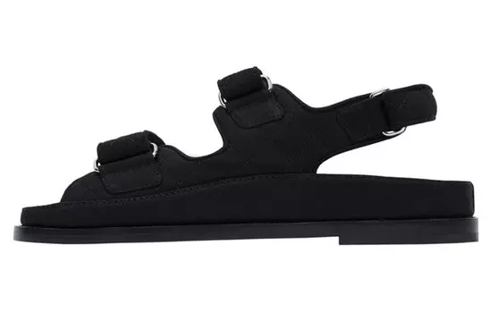 Сандалии женские Chanel с пряжкой логотипа, черный